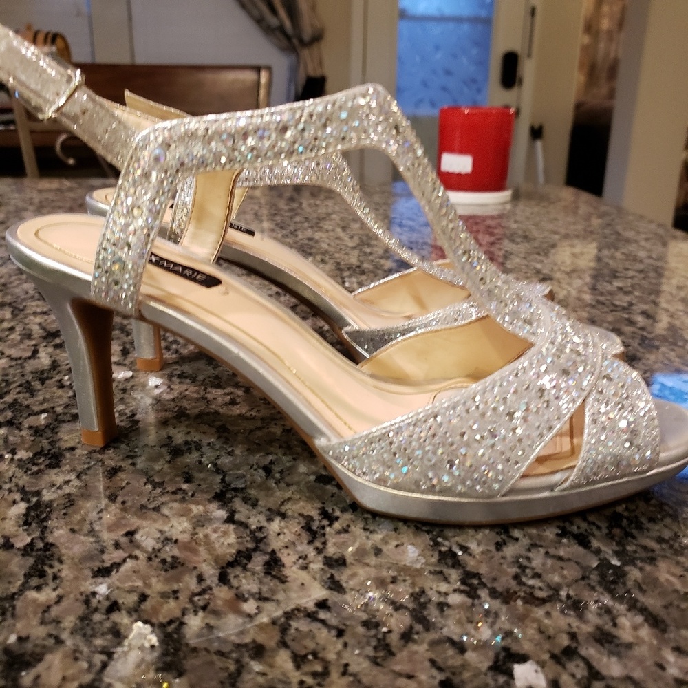 Silver sparkle heels